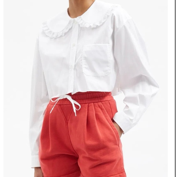 Miu Miu Peter Pan Collar Cropped Cotton Poplin shirt size 40 - Picture 4 of 16